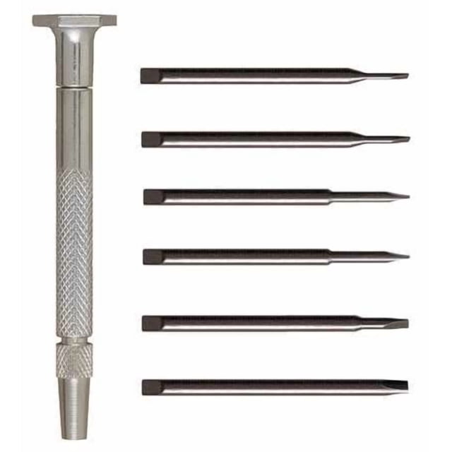 Moody Tools 58-0114 Chromium Vanadium Steel Slotted Screwdriver Set, Steel Handle, 7-Piece