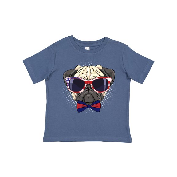 Inktastic Pug Dog July 4th Patriotic Sunglasses Boys or Girls Toddler T-Shirt