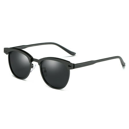 Cyxus Semi-Rimless Polarized Sunglasses for 100% UV Protection Driving Fishing, Matte Black Frame Gray Lens (Best Polarized Sunglasses For Fishing)