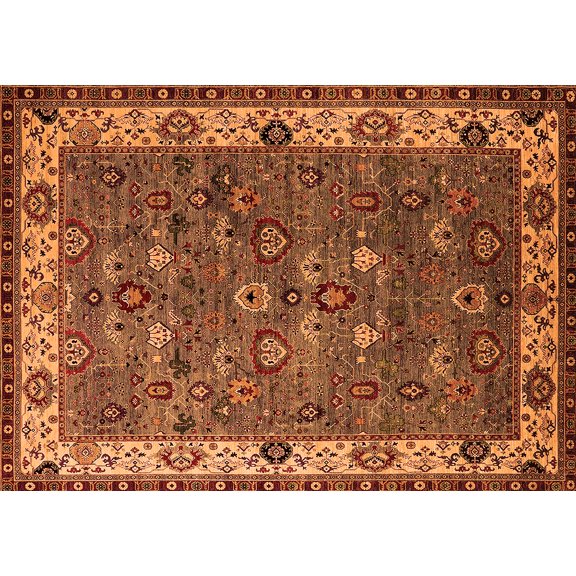 Ahgly Company Indoor Rectangle Oriental Orange Industrial Area Rugs, 4' x 6'