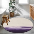 thumbnail image 3 of Round Rugs 4Ft, Purple Beige Ombre Round Area Rug Washable Indoor Throw Carpet, Minimalist Ocean Waves Linen Soft Non Slip Circle Rug for Kitchen Nursery Room Home Decor Aesthetic, 3 of 8