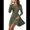 thumbnail image 3 of Vestido de Suéter de Larga, Vestido de Otoño, Cuello Redondo, Cintura Alta, Vestido Ajustado, Vestido Casual para Mujer Verde XL, 3 of 9