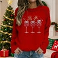 thumbnail image 2 of Women's Plus Christmas Sweaters Fashion Festive Graphic Long Sleeve Round Neck Casual Pullover Warm Tops (XL, Red), 2 of 5