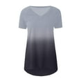 thumbnail image 4 of SHOPESSA Womens Tops Fashion Gradient Printed Blouse V-neck Short Sleeve Tunic Tops Casual Summer Long Shirts for Women to Wear with Leggings, 4 of 5