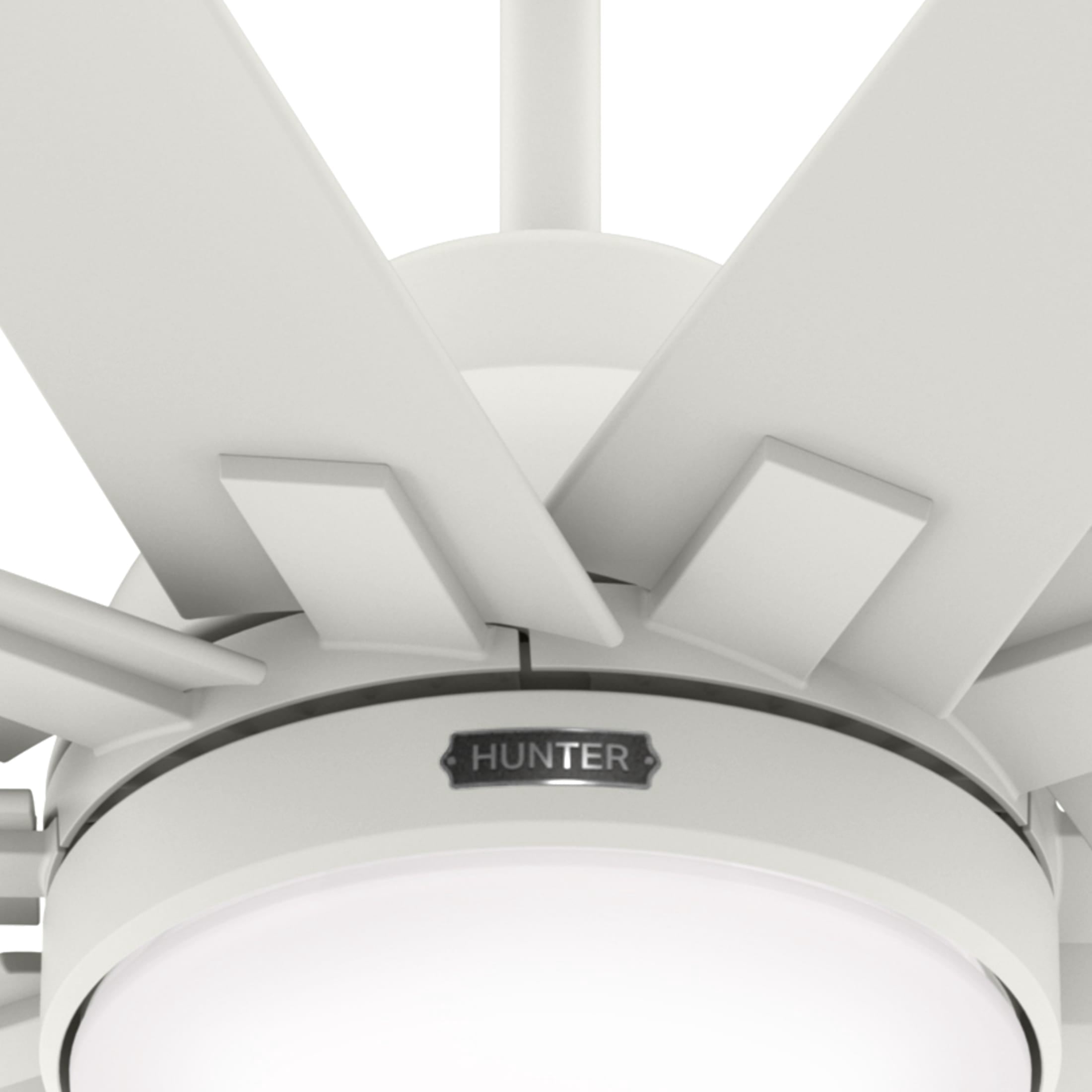 Hunter 60 inch Outdoor or Indoor Ceiling Fan with LED Light - White Ceiling Fan with Wall Control, For Patio, Garage, or Porch, Quiet, Standard Mount, 10 Blades - Overton 50720, Matte White