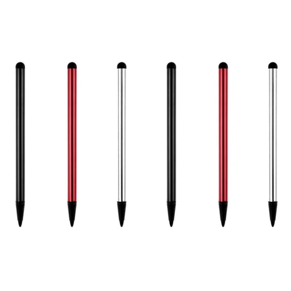 HaoXun 3 Pcs 4.7 Inch Dual Tip Touch Screen Stylus Pen (Black Silver Red) - Capacitive & Resistive Stylus for All-Screen Devices
