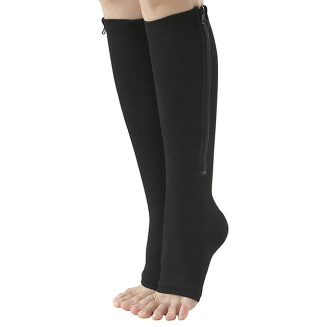 Medical Zipper Compression Socks For Foot Care Calf Open Toe Support To Relieve Leg Fatigue ,Varicose Knee Vein Open Toe Support Stockings