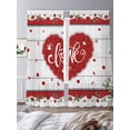thumbnail image 3 of Semi Sheer Window Curtains 96 Inches Long, Valentine's Day Rod Pocket Voile Silky Chiffon Curtain Treatment Drapes for Kitchen, Living Room, Red Love Heart Roses Romantic Wooden 52"x96", 2 Panels, 3 of 9