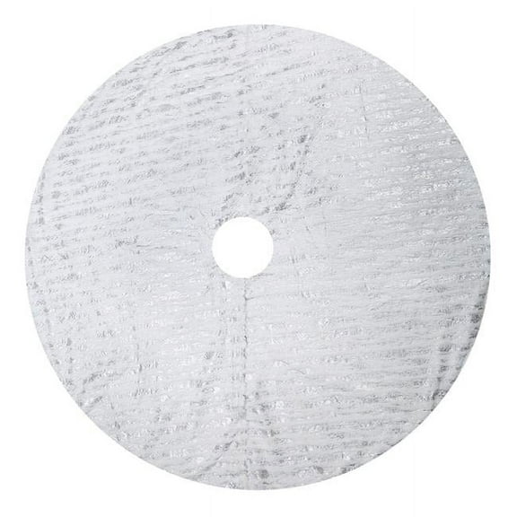 SARO 2323.S60R Foil Print Faux Fur Christmas Tree Skirt Silver