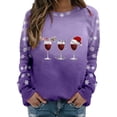 thumbnail image 1 of Gibobby Sudaderas Navideñas para Mujeres Sudadera con cuello redondo y estampado de Navidad para mujer, camisas de entrenamiento de manga larga(Morado,CH), 1 of 4