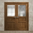 thumbnail image 3 of Interior Solid French Double Doors 60 x 80 inches | Ego 5011 Cognac Oak | Wood Interior Solid Panel Frame | Closet Bedroom Modern Doors, 3 of 5
