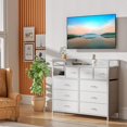 thumbnail image 3 of WALYWIK White TV Stand with Charging Station,Wide TV Stand with Open Shelf,Bedroom Dresser for Living Room TV Stand with 9 Drawers,9 Large Storage Drawers for Living Room, 3 of 8