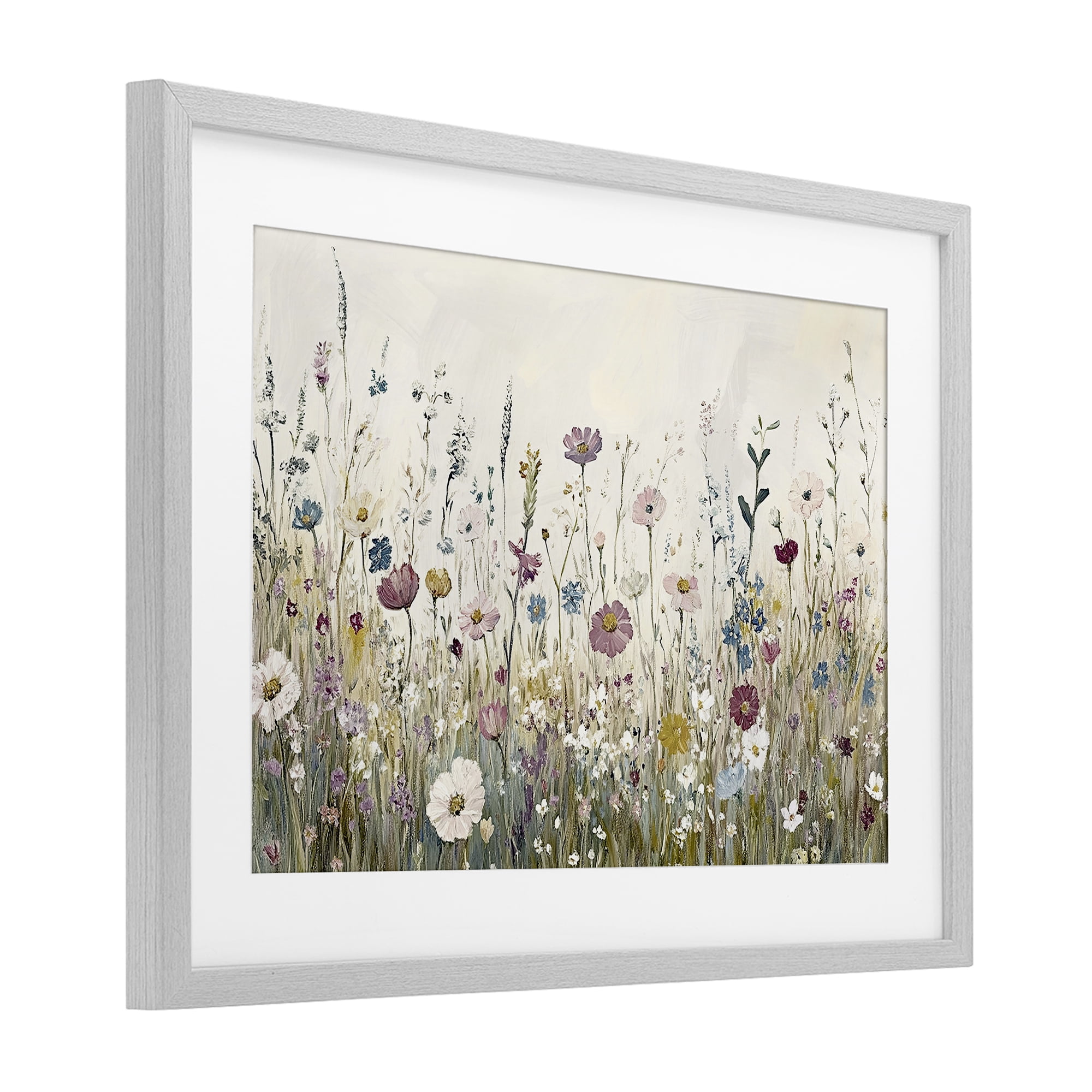 Stupell Industries Spring Blooms Pastoral Meadow Gray Framed Print Under Glass, design by Kim Allen