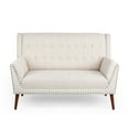thumbnail image 2 of Noble House Aaron Mid-Century Fabric Settee with Nailhead Trim, Beige, 2 of 10