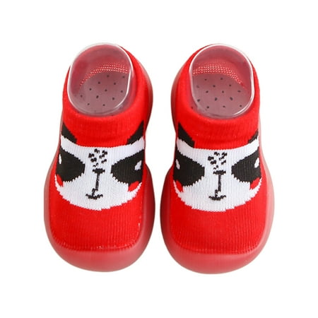 

Harsuny Infant Socks Slipper Rubber Sole First Walker Shoes Cartoon Crib Shoe Indoor Breathable Lightweight Floor Slippers Prewalker Sock Red 8C