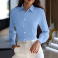 thumbnail image 2 of Chuancc Womens Dress Shirts Long Sleeve Button Down Shirt Business Casual Blouse Office Work Tops Blue XL, 2 of 4