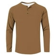 thumbnail image 4 of Huoegna Mens Long Sleeve Shirts Button T-Shirts Casual Loose Pullover Shirts Basic Tee Shirts Lightweight Fall Tops, 4 of 5