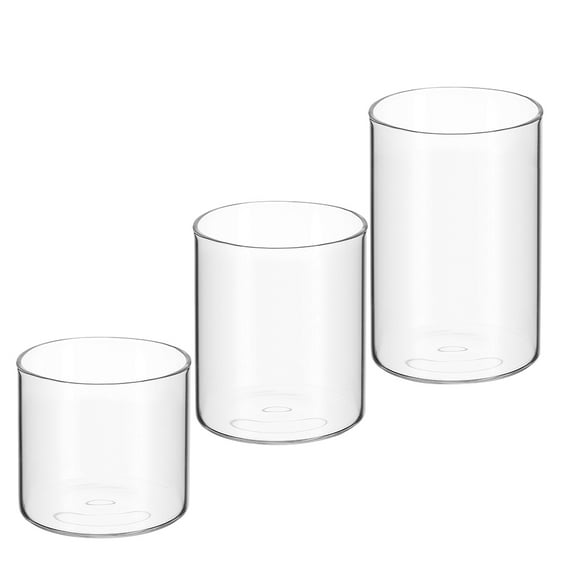 3 Pcs Tea Lights Candles Holder Home Accents Decor Wedding Décor Cup Transparent Glass Candelabra