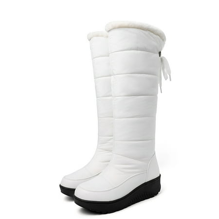 

Waterproof Non-slip Outdoor Knee Boots Warm Plush Inner Flat Lace Up Back Sports Sneakers Women s Footwear