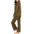 thumbnail image 5 of Womens Pajama Set Summer Plaid Print Breathable Sleepwear with Pants Casual Crew Neck Long Sleeve Pajamas Womens Summer Pajamas, 5 of 7