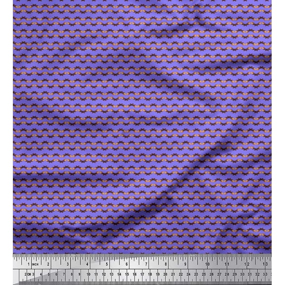 Soimoi Purple Cotton Duck Fabric Clover Floral Printed Craft Fabric by the Yard 42 Inch Wide