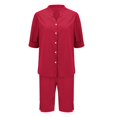 thumbnail image 6 of GILIGEGE Linen Sets for Women 2 Piece Summer Womens Daily Casual Solid Long Sleeve Shirt Tops Pockets Pants Shirt Trousers Set Tracksuit Lounge Matching Sets Watermelon Red Xl, 6 of 9