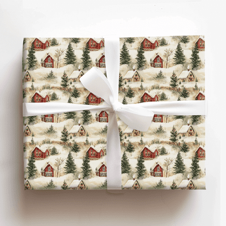 Russellville Farmhouse - Christmas Wrapping Paper Roll - Gift Wrap for Holidays, Birthdays, Christmas