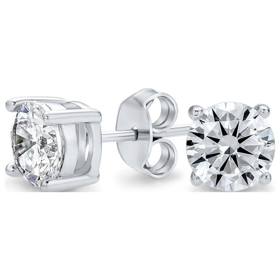 Bling Jewelry Womens Brilliant Cut CZ Stud Earrings for Men in Sterling Silver, Sizes 5-10 MM