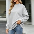 thumbnail image 6 of vdgthytj Crewneck Sweatshirts Women Long Sleeve Pleated Solid Basic Pullover Loose Comfy Fall Athleisure Tops(Large,Gray), 6 of 7
