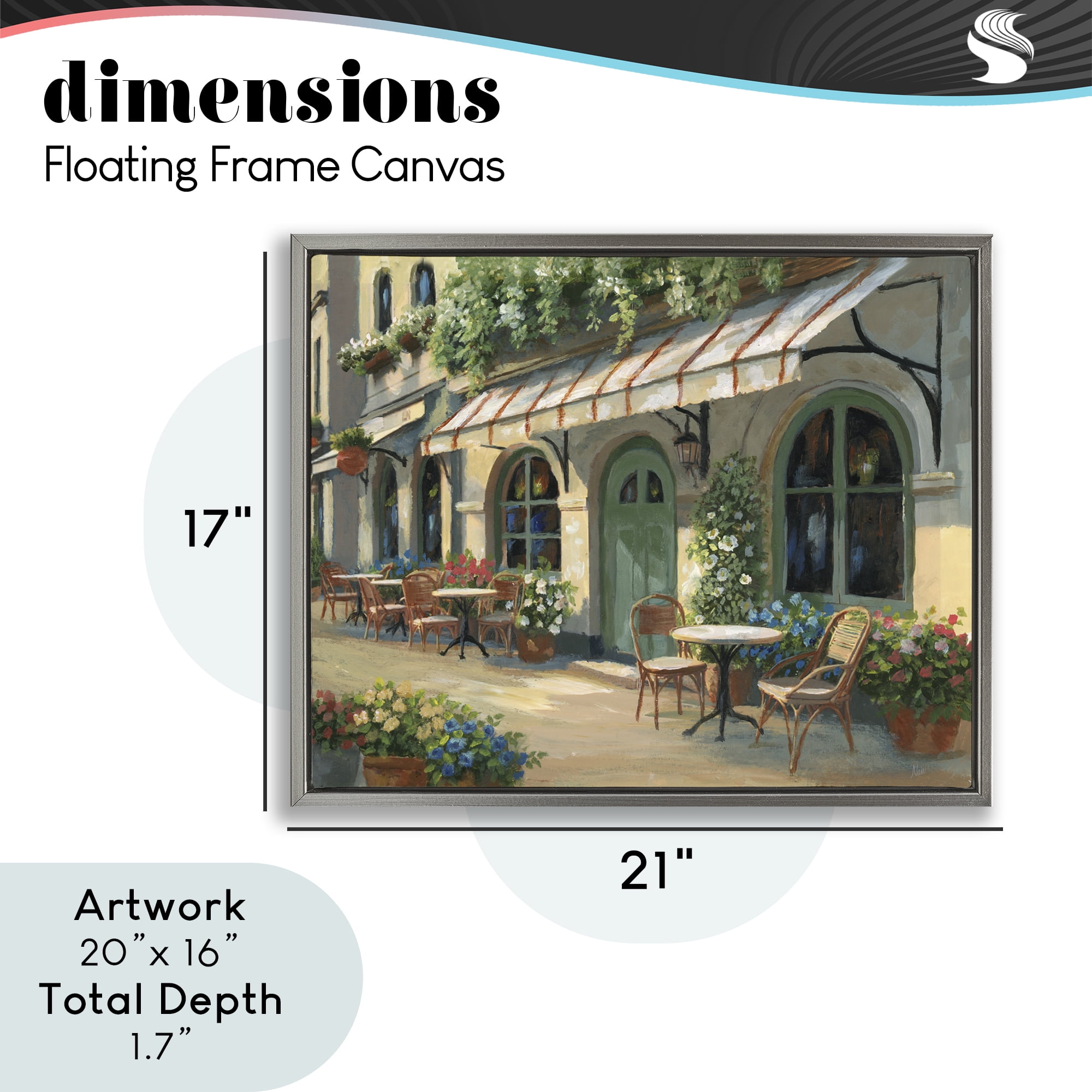 Stupell Industries Cozy Cafe Sunlit Patio Gray Framed Floater Canvas Wall Art, design by Nan