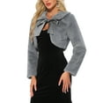 thumbnail image 4 of INSPIRE CHIC Chaqueta Bolero de Piel Sintética para Mujeres, Corta, con Lazo Frontal, Abrigo Esponjoso, Color Gris, 4 of 6