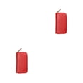 thumbnail image 1 of Qarigey Estuche para llaves de cuero Titular de la tarjeta Monedero con cremallera Organizador de soporte universal Moda Premium para hombres Rojo 2piezas, 1 of 6