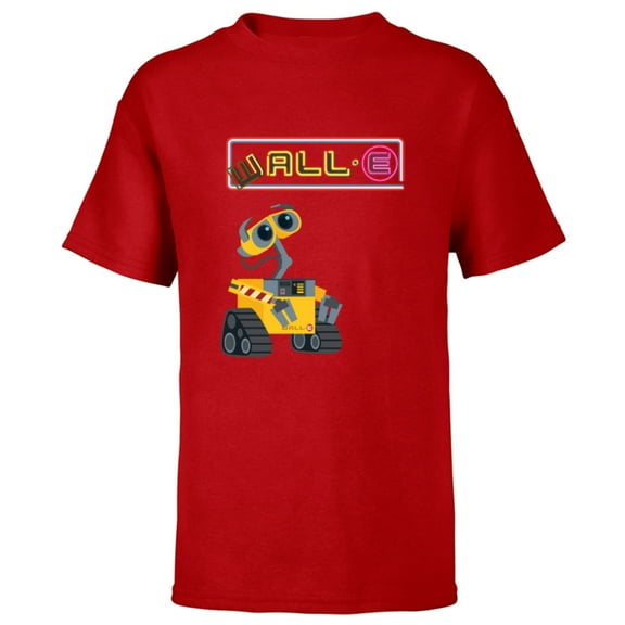 Disney Pixar WALL-E Neon Sign T-Shirt - Short Sleeve T-Shirt for Kids - Customized-Red