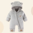 thumbnail image 2 of mgoYE Baby Newborn Baby Bear Outfit With Fold-Over Mittens Footies Thin Fleece Romper Hooded Jumpsuit Winter Coat Girls Boys(Grey,3-6 Months), 2 of 9