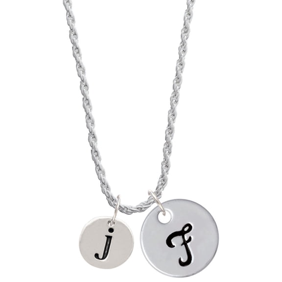 Delight Jewelry Silvertone Disc 1/2'' Initial - j - Silvertone Script Initial Disc - F - Charm Necklace, 20" 3"