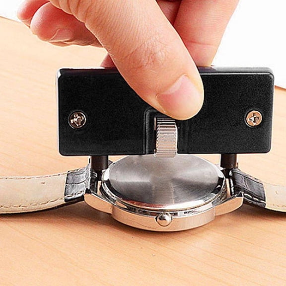 Professional watch case wrench opener tool, adjustable jaw 8-57mm, metal construction, black finish