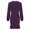 thumbnail image 6 of Women Plus Size Dresses Women Long Sleeve Elegant Fashion Casual Comfy V-Neck Slim-Bag Hip Bump Friendly Mid Length Wrap Date Night DressPurple S-2XL, 6 of 7