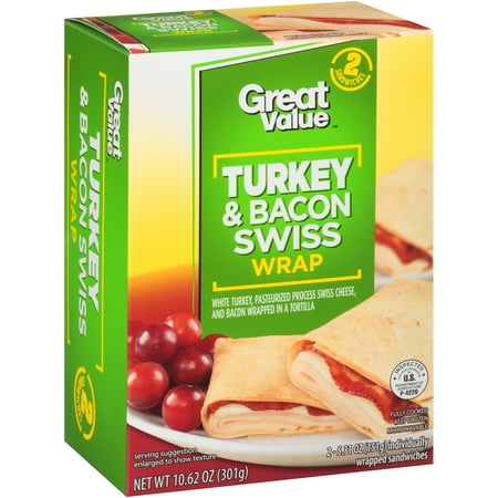 Great Value Turkey & Bacon Swiss Wrap, 5.31 oz, 2 ct