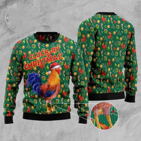 Cluck-Ry Christmas Ugly Christmas Sweater, Christmas Sweater, Ugly Sweater, Funny Xmas Sweaters