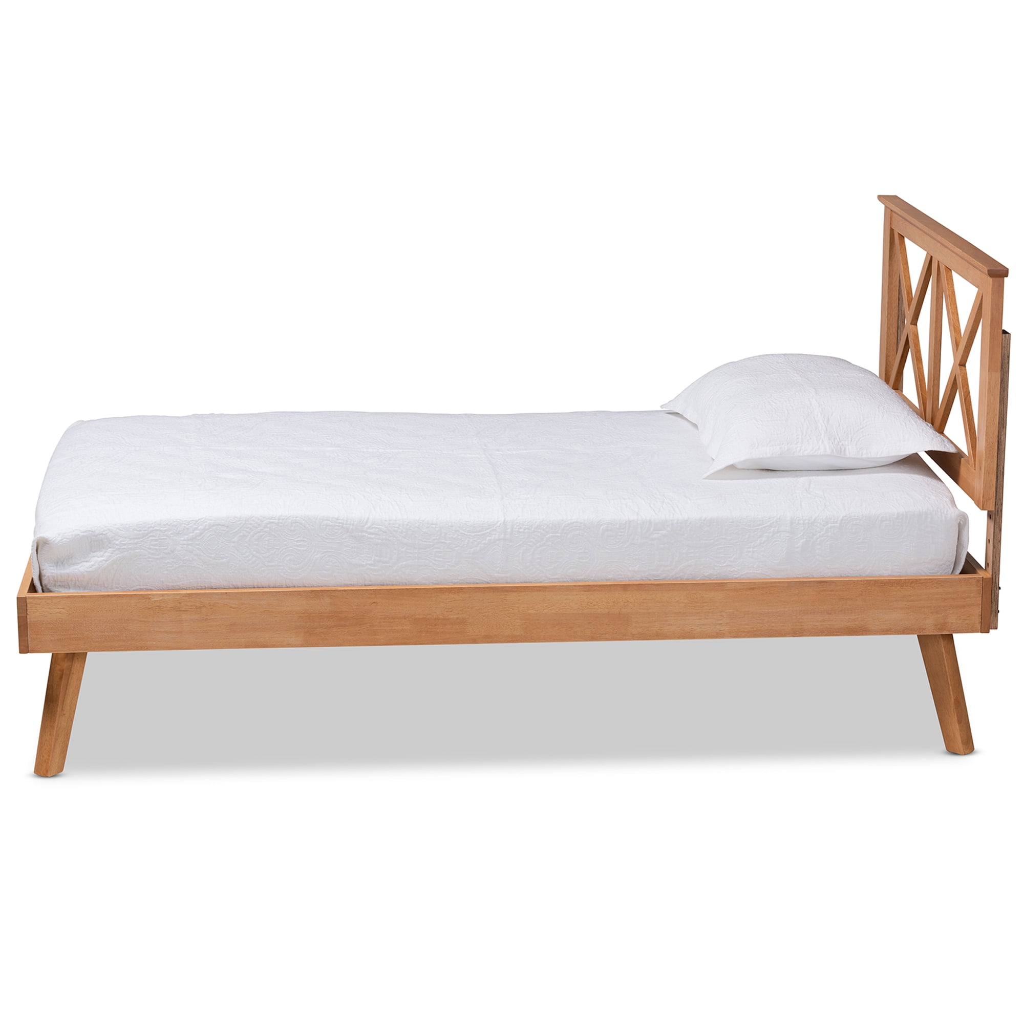 Baxton Studio Galvin Contemporary/Modern Rubberwood Adjustable Platform Bed, Twin, Brown