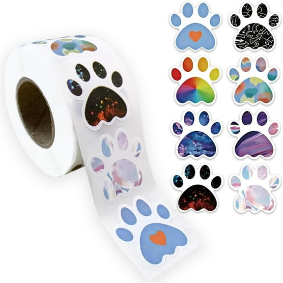 500Pcs Cute Dog Paw Stickers Paper Decorative Decals Self-Adhesive Stickers