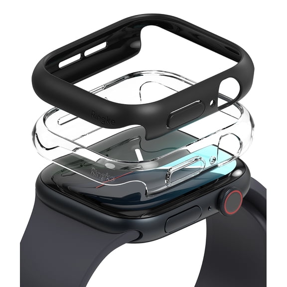 Ringke Slim for Apple Watch 10 42mm Case, Ultra Thin Lightweight Anti-Scratch Anti-Yellowing PC Frame Bumper Protection Watch Case - Clear/Matte Black