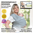 thumbnail image 3 of Flying Ideas Baby Wrap Carrier Breathable Baby Sling ,Hands Free Baby Carrier for Infant Newborn Gray, 3 of 13