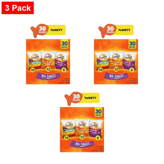Goldfish Big Smiles Pretzels and Cheese Crackers Variety Pack 30 ct / 0.97 oz - 3 Pack