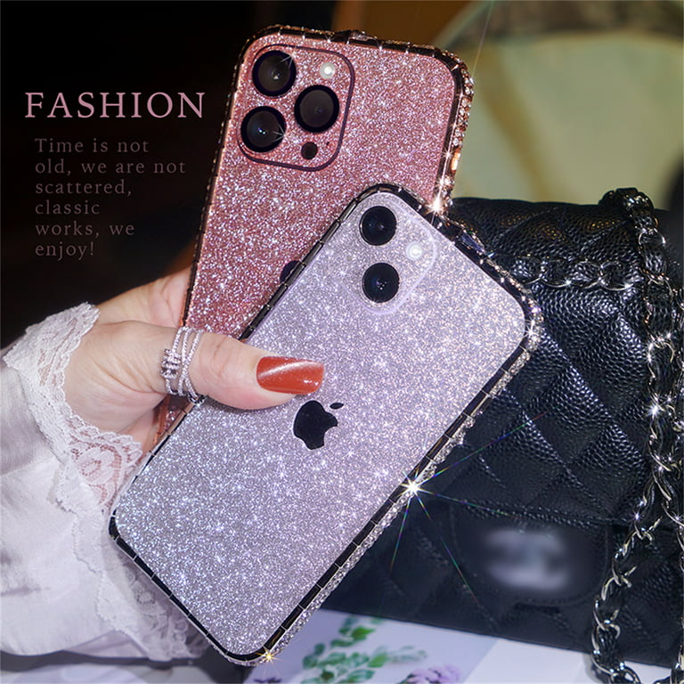 Case For iPhone 14 13 12 Pro Max 11 Glitter Diamond Leather Skin