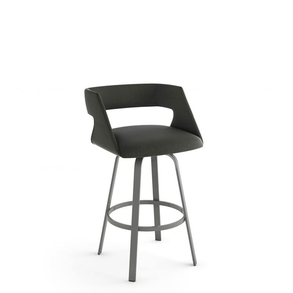 Amisco Harris 26.625 in. Swivel Counter Stool - Charcoal Grey Polyester/Metallic Grey Metal