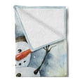 thumbnail image 2 of Snowman Soft Flannel Fleece Throw Blanket, Painting Like Design of a Snow Silhouette in a Christmas Hat with Presents, Cozy Plush for Indoor and Outdoor Use, 50" x 70", Multicolor, by Ambesonne, 2 of 5