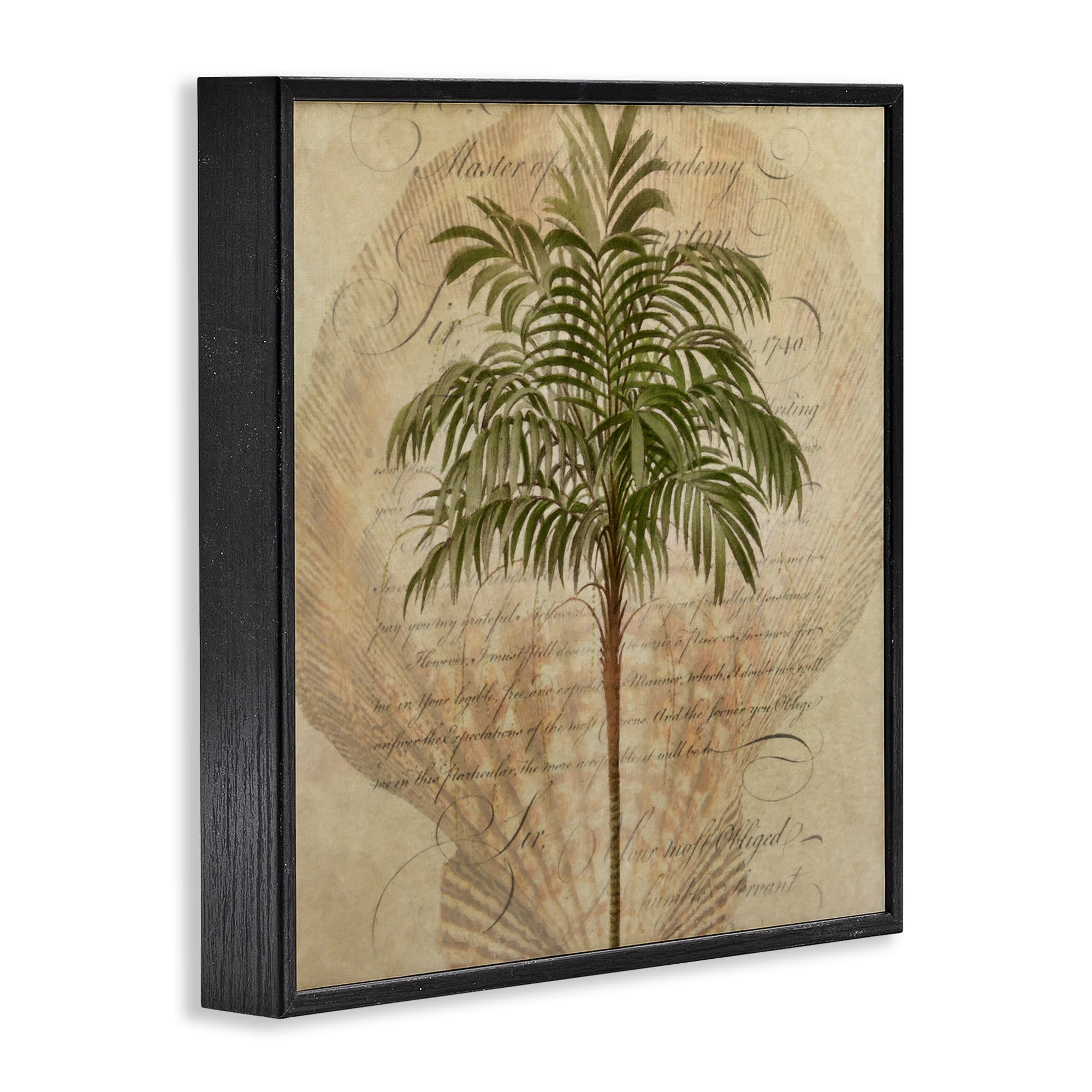 Stupell Industries Subdued Tropics Palm Black Framed Giclee Art, design by Steve Hunziker