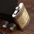 thumbnail image 4 of Stainless Steel Portable Flask Retro Pattern Wine Whiskey Bottle for Men and Women (Golden), 4 of 4