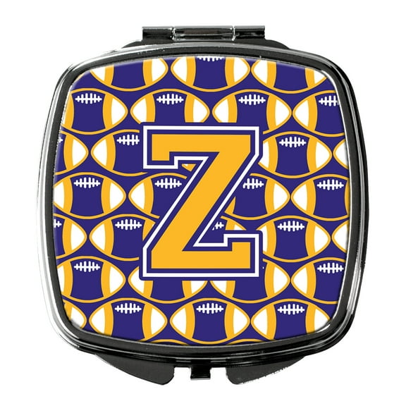 Letter Z Football Purple and Gold Compact Mirror CJ1064-ZSCM